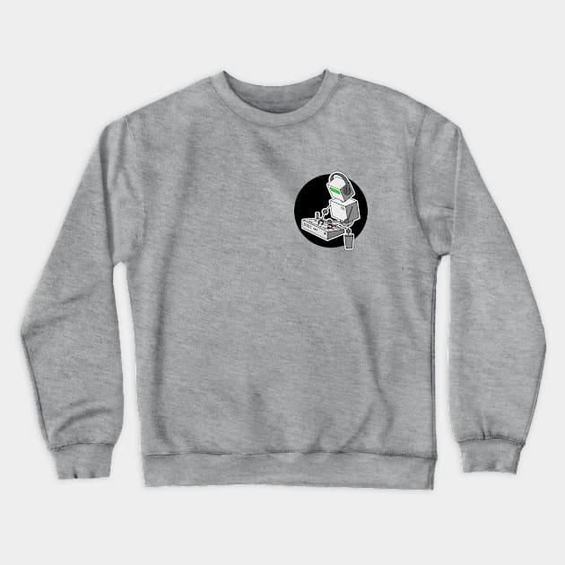 Robot Playing Drum Machine (pocket print size) Crewneck Sweatshirt by Atomic Malibu